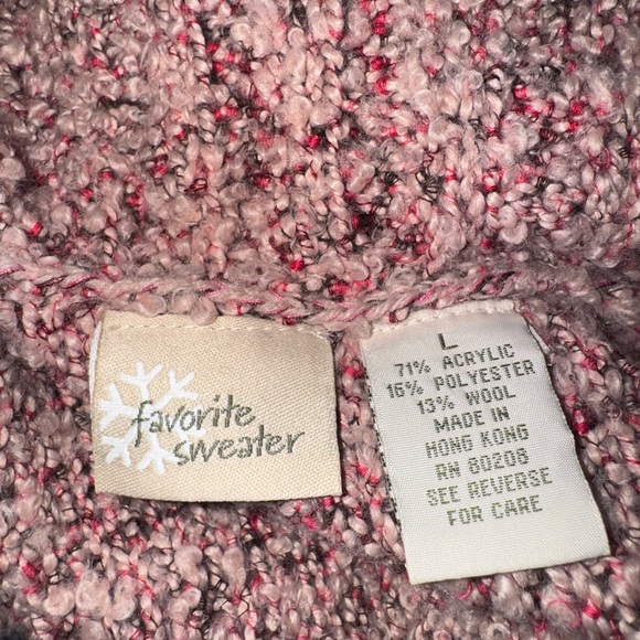 Vintage Favorite Sweater Boucle‎ Cardigan L Pink Ribbon Tie Soft Babydoll Y2K - Picture 4 of 4